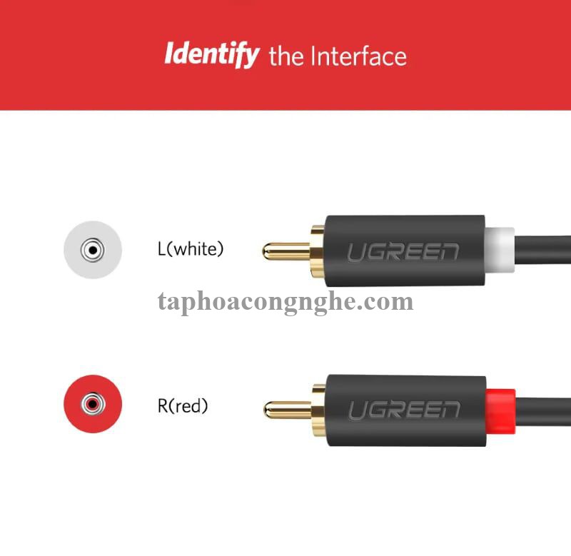 Ugreen 50285 0.5M màu Đen Cáp âm thanh Bông sen 2 ra 2 dương AV104 30050285